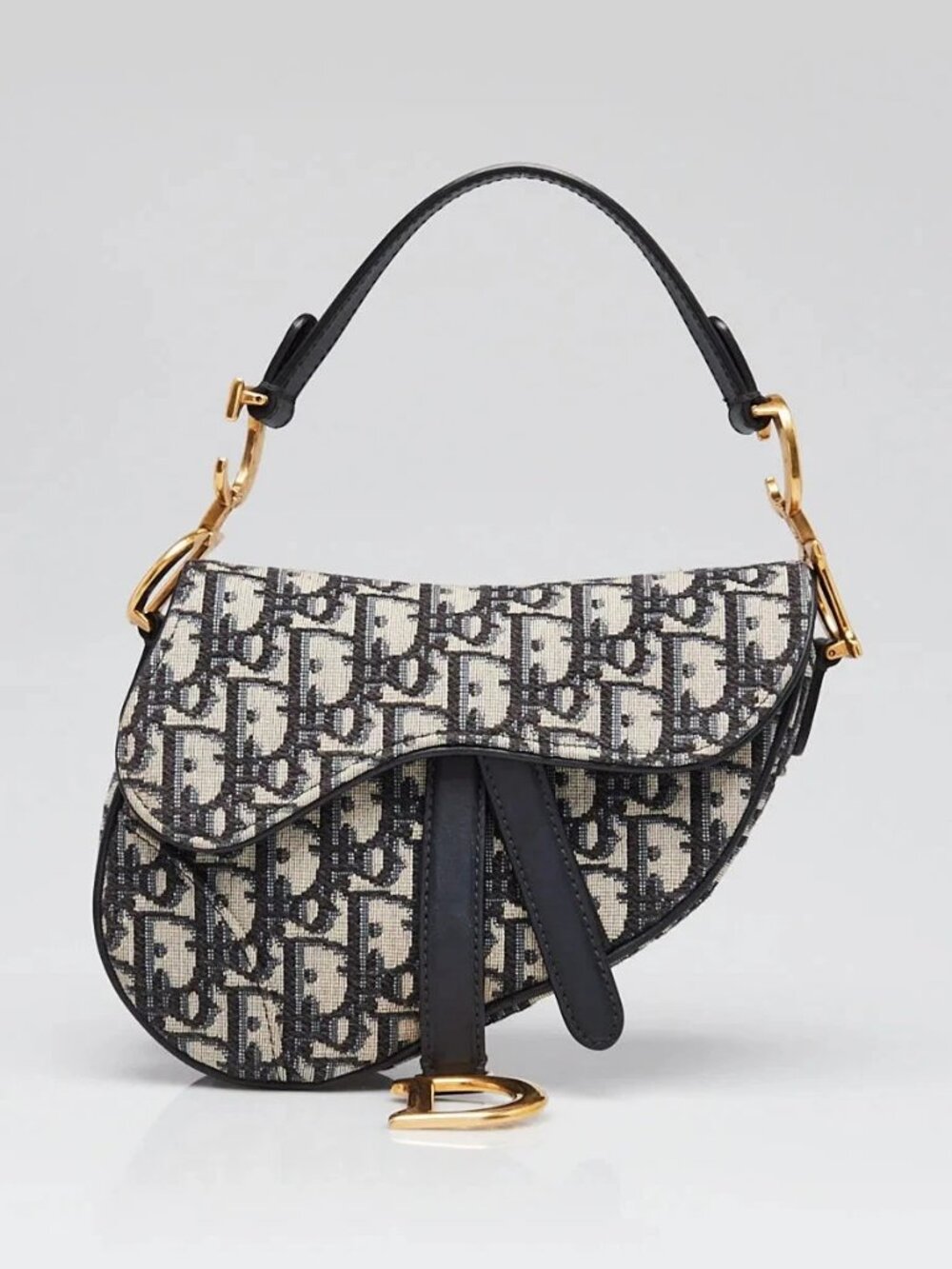 Christian Dior Blue Oblique Canvas Mini Dior Saddle Bag